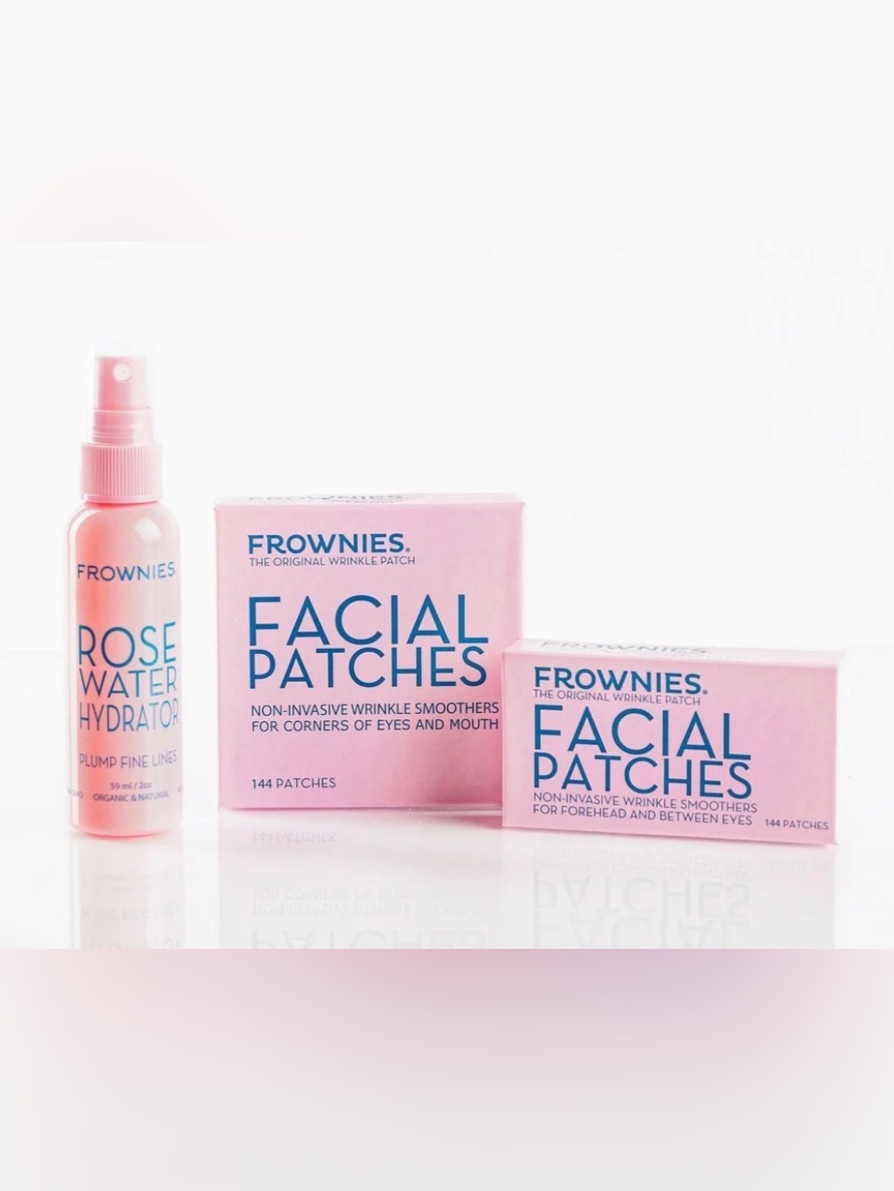 Frownies Starter Kit Rose Water Hydrator Facial Patches Set Forehead Eyes Mouth